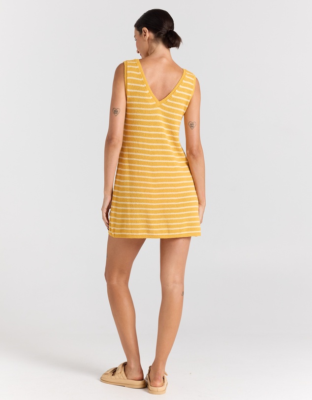 Poolside Paradiso - Surfside V Knit Dress - Sunshine