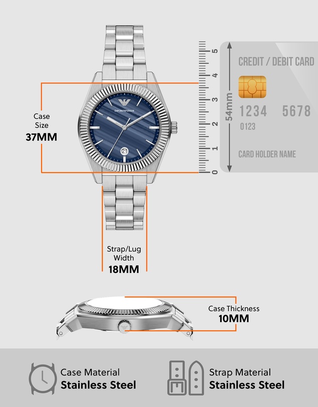 Emporio Armani - Silver Tone Analogue Watch