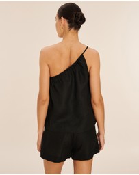 AERE - Linen Gathered One Shoulder Top