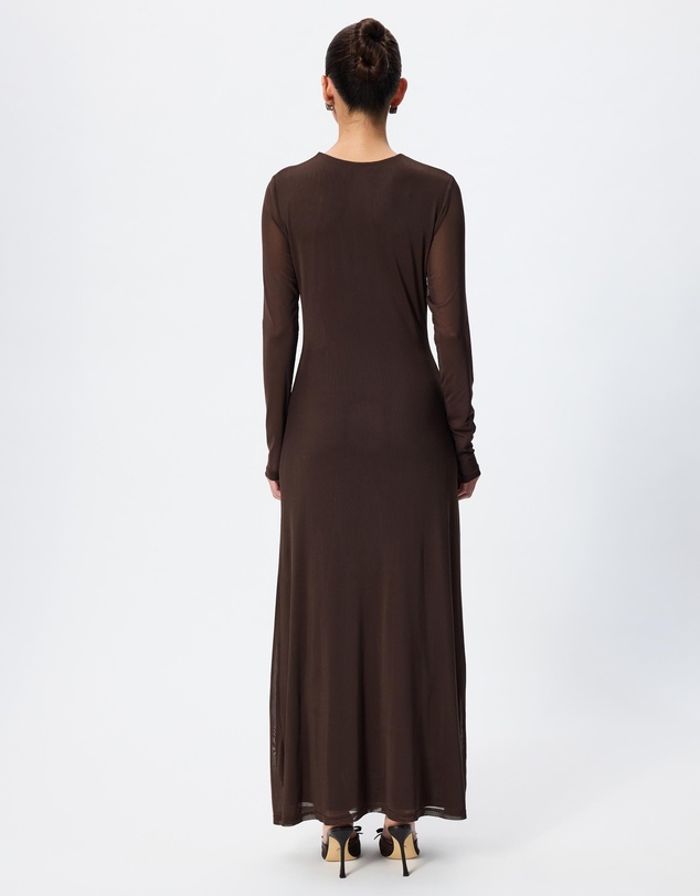 Tussah - Ivy Ruched Detail Long Sleeve Mesh Maxi Dress