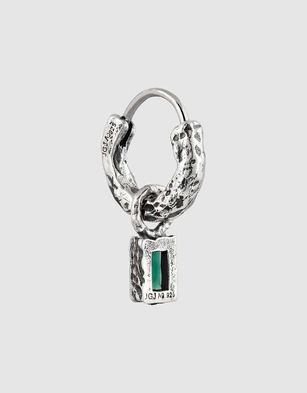 Haze & Glory - ICONIC EXCLUSIVE - Emerald Drop Hoop in Oxidised 925 Silver