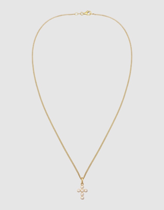 Elli Jewelry - Necklace Cross Pearl Communion 925 Sterling Silver Gold-Plated