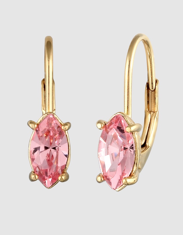 Elli Jewelry - Crystal Oval Drop Earrings in Gold-Plated 925 Silver
