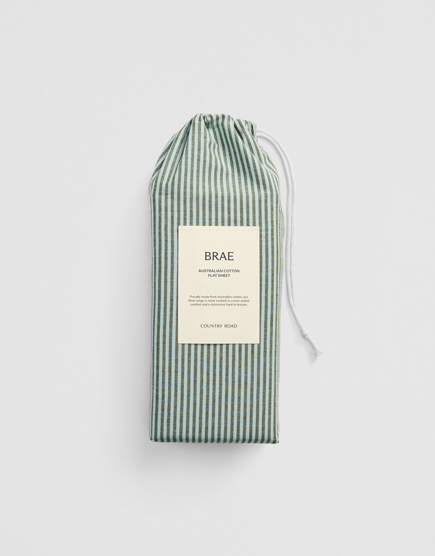 Country Road - Brae Australian Cotton Stripe King Flat Sheet
