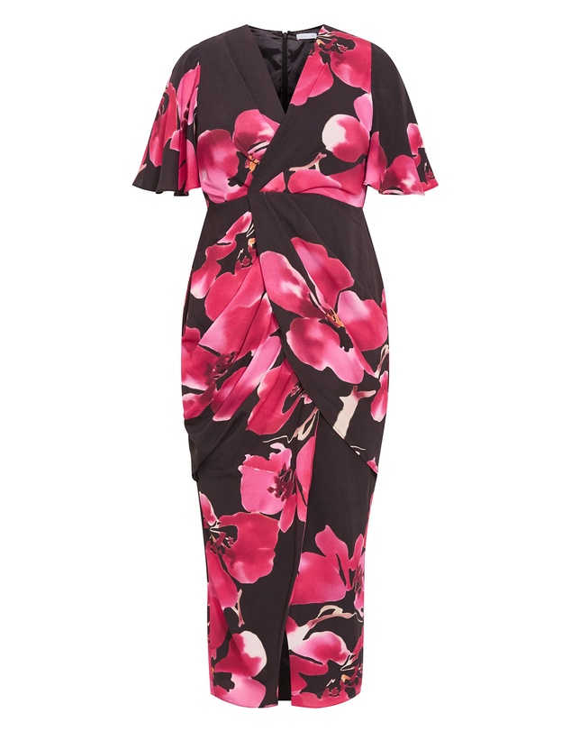 City Chic - Plus size Braelynn Fleur Print Maxi Dress - dark chocolate