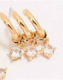 Lovisa - Gold Plated Cubic Zirconia Trio Hoop Earrings