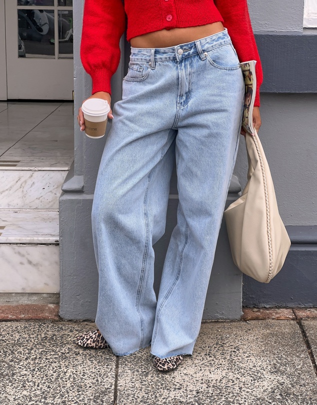 Beginning Boutique - She's Yours Light Wash Denim Wide Leg Boyfriend Jeans