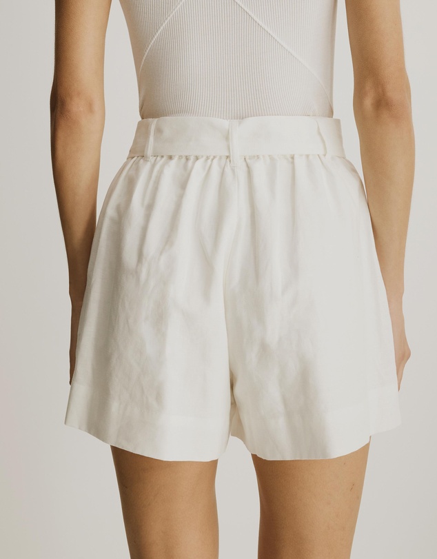 Atmos&Here - Zuri Belted Linen Blend Shorts