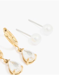 Lovisa - Waterproof Gold Plated Stainless Steel Cubic Zirconia & Pearl Ear Stacking Pack