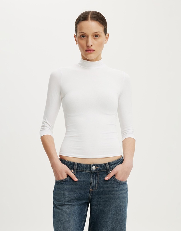 Cotton On - 90S Mock Neck 3/4 Sleeve