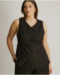 Atmos&Here Curvy - Nora Longline Linen Blend Vest