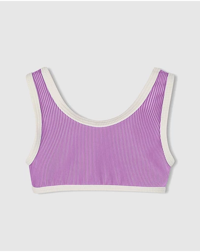 Zulu & Zephyr Mini - Mini Stripe Rib Scoop Bikini Top - Kids-Teens