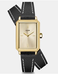 Cluse - Fluette Watch Double Leather, Black, Full Gold Colour
