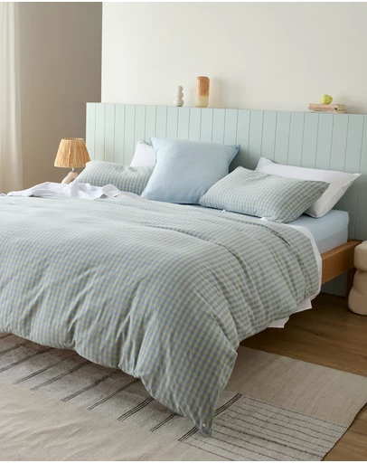 Sheet Society - Leo Washed Cotton Gingham Quilt Cover Set