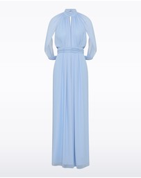 Carla Zampatti - Powder Blue Georgette Halter Cape Gown