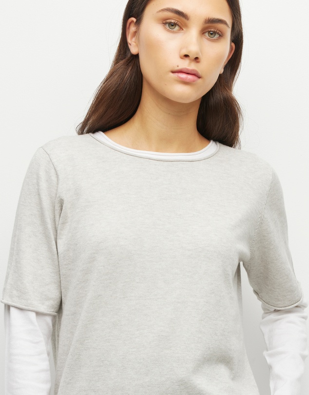 JH Lounge - JHL Crew T (Fine Cotton Cashmere) Soft Grey Marle