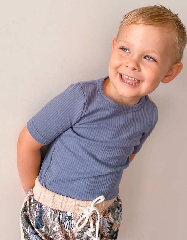 WITH LOVE FOR KIDS - BASICS Wide Ribbed Short Sleeve Top - Kids
