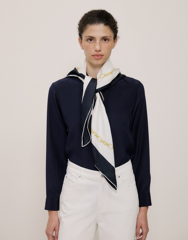 Trenery - Orne Silk Scarf in Parchment
