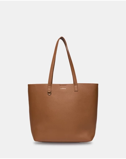 SABEN - Carter Leather Tote Tan + Tan Chain Print