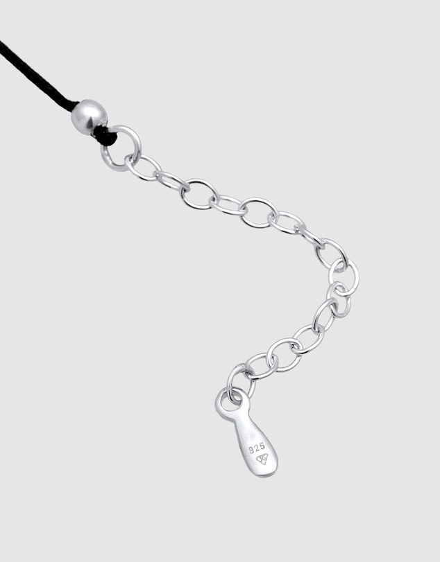 Elli Jewelry - Black Crystal Nylon Choker Necklace in 925 Silver