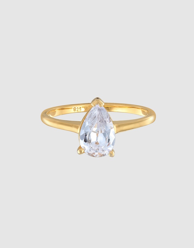 Elli Jewelry - Zirconia Teardrop Band Ring in Gold-Plated 925 Silver