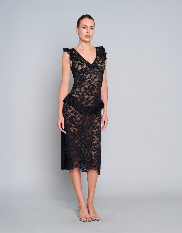 Love and Nostalgia - Summer Love Lace Midi Dress - Black