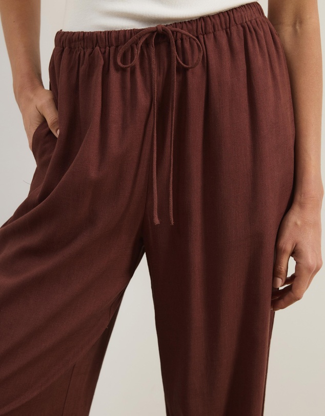 Atmos&Here - Tenley Wide Leg Drawstring Linen Blend Pants