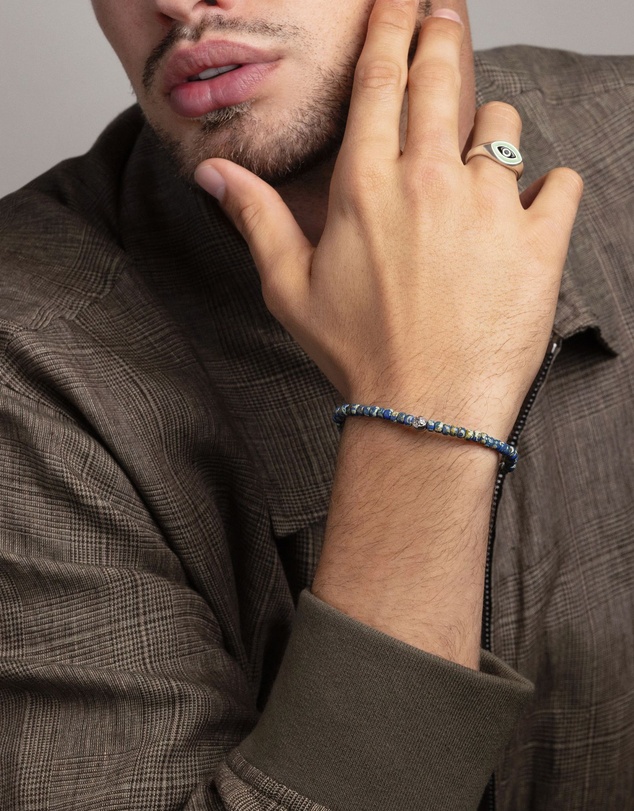 Nialaya Jewellery - Wristband with Blue Lapis Japanese Miyuki Beads