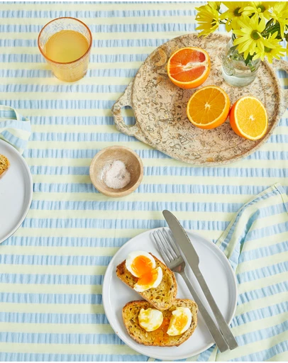 Mosey Me - Butter Blue Seersucker Tablecloth