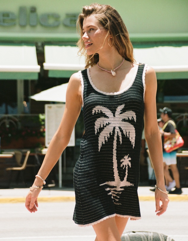 Poolside Paradiso - Palm Beach U Crochet Knit Dress - Black Sand