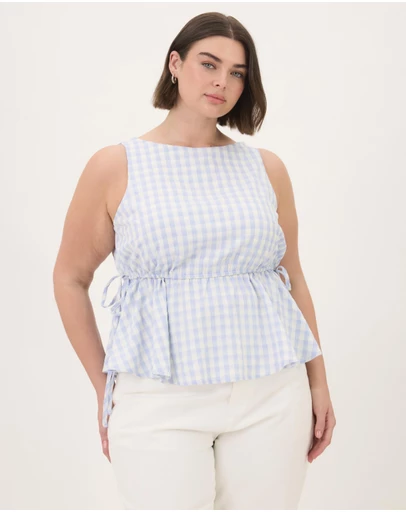 Atmos&Here Curvy - Greta Gingham Peplum Top