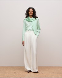 Trenery - Cotton Poplin Long Sleeve Shirt in Peppermint