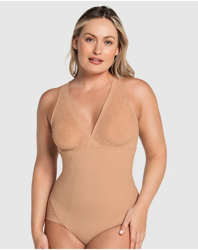 Leonisa - Sheer Stripe Detail Wirefree Sculpting Bodysuit