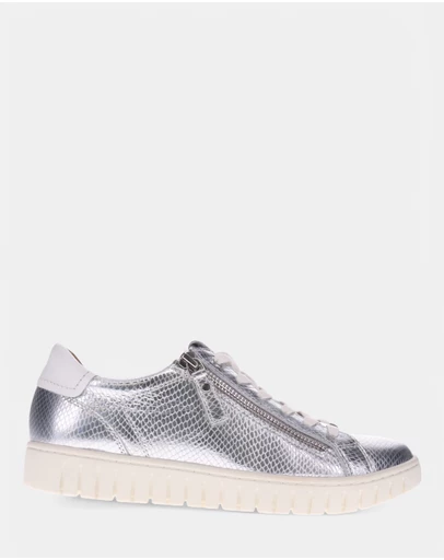 Mia Vita - Luna Zip Casual Sneaker - Silver Snake
