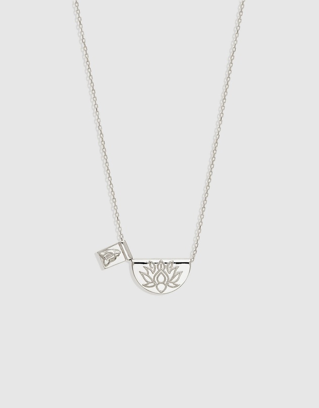 By Charlotte - Silver Lotus and Little Buddha Short Necklace