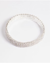 Lovisa - Silver Cubic Zirconia Diamante Stretch Triple Row Bracelet
