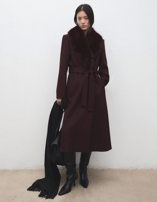 M.N.G - Manteco Wool Coat With Fur Collar