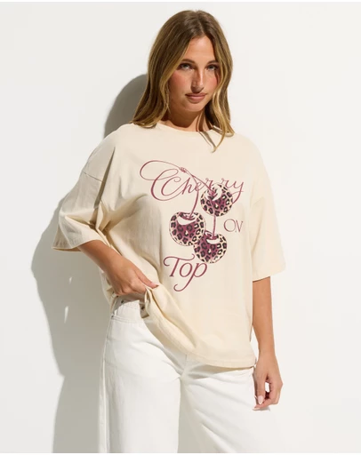 Dazie - Cherry On Top Oversized Graphic Tee