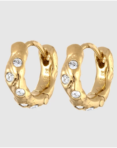 Elli Jewelry - Earrings Hoops Crystal 925 Sterling Silver Gold-Plated
