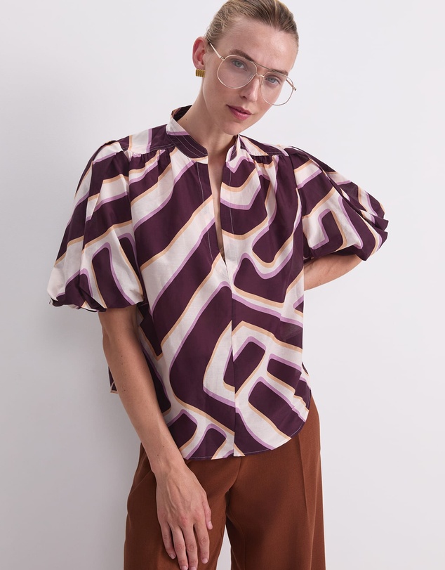 Sportscraft - Penny Short Sleeve Cotton Silk Blouse