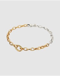Kuzzoi - ICONIC EXCLUSIVE - Bracelet Male Crystals Link Chain with Crystal 925 Sterling Silver Bicolor