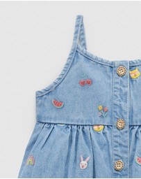 Purebaby - Chambray Broderie Dress -Kids-Babies