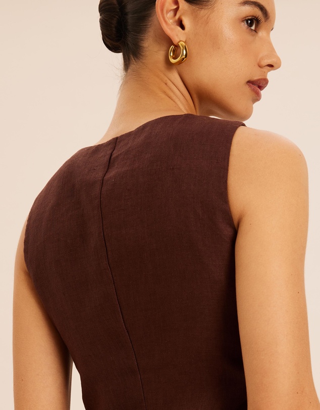 AERE - Linen Asymmetric Crew Neck Vest