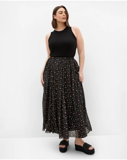City Chic - Serene Floral Print Skirt