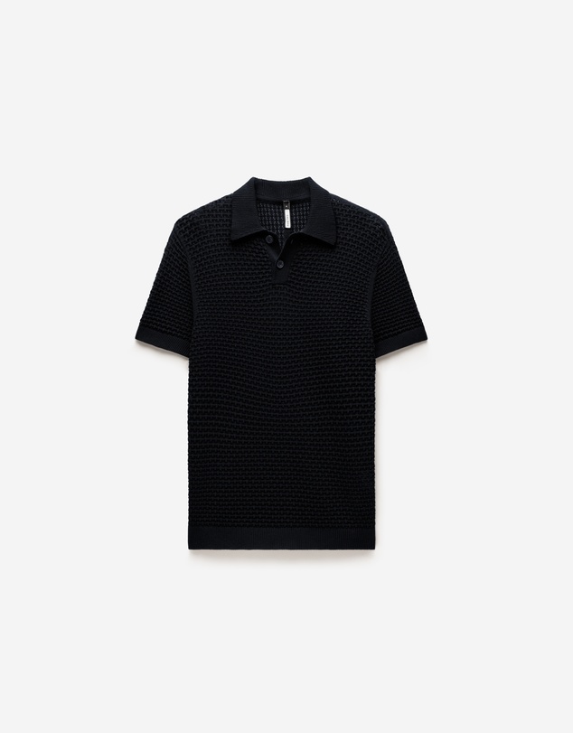 Calibre - Textured Open Knit Polo Black
