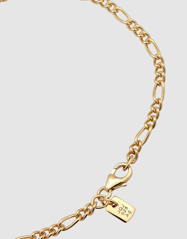 Kuzzoi - ICONIC EXCLUSIVE - Figaro Chain Bracelet with Cross in Gold-Plated 925 Sterling Silver