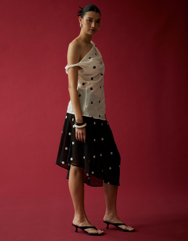 Lover - Andie Polka Dot Asymmetric Skirt