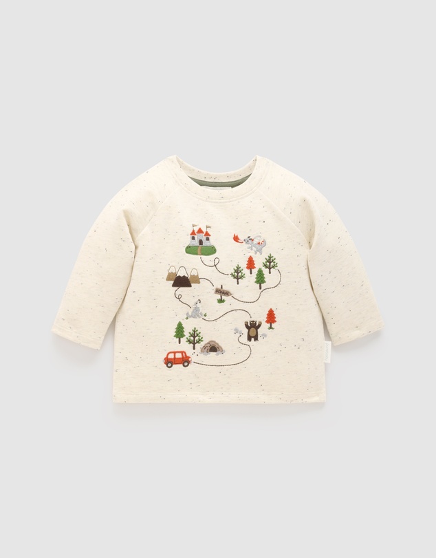 Purebaby - Castle Map Thick Long Sleeve Tee -Kids-Babies