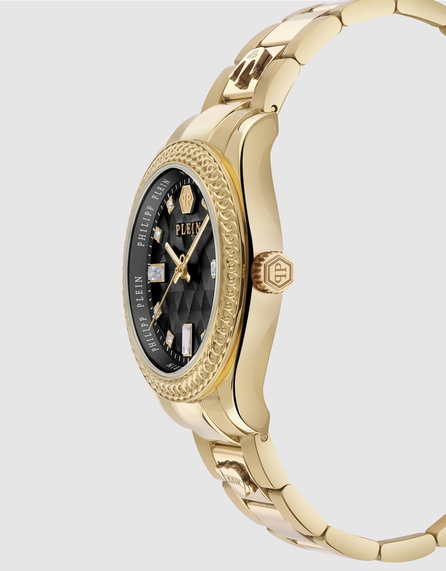 Philipp Plein - Queen 38mm Black Dial and Gold-tone bracelet