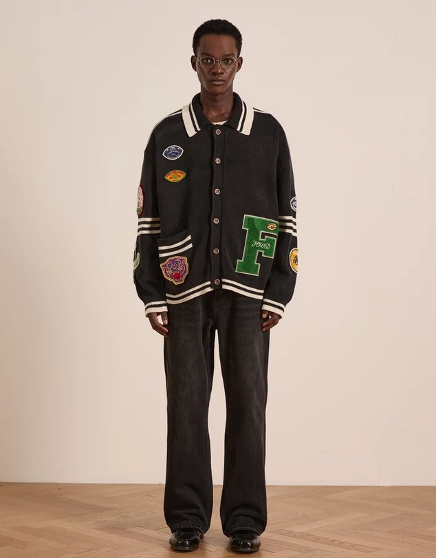 Found - Varsity Patch Collared Cardigan
